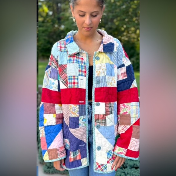 Quilted Clothing by Judy Jackets & Blazers - Antique Patchwork Quilted Jacket